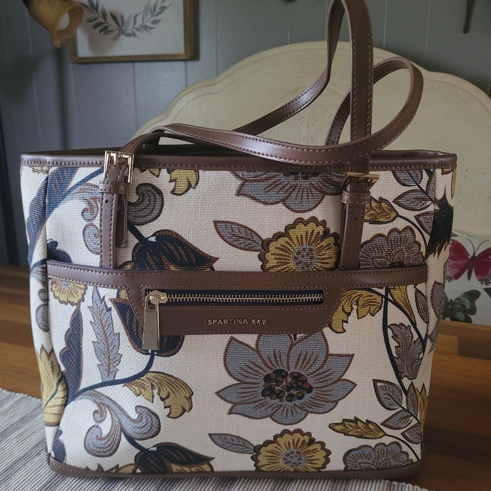 Floral paisley spartina tote bag
